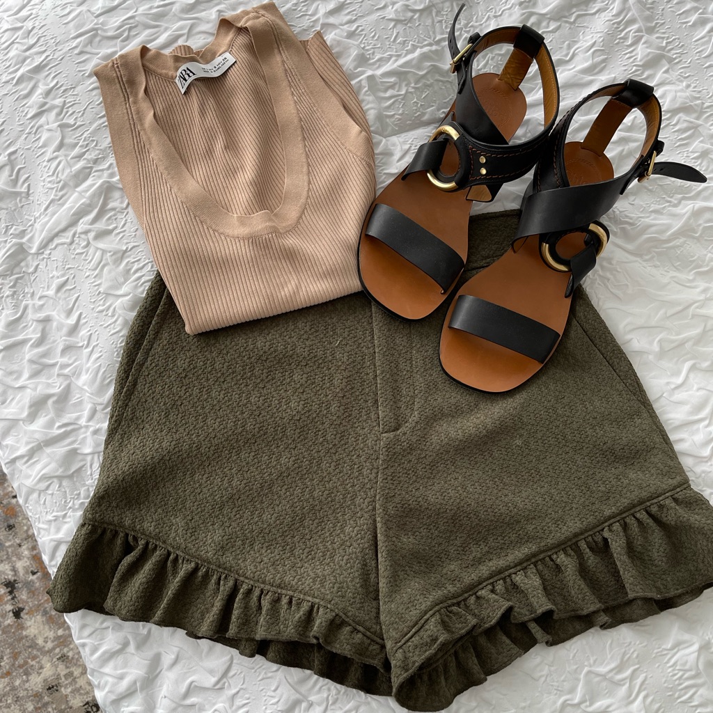 Club Monaco Ruffled High Waisted Shorts
